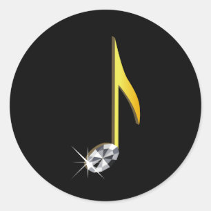 Adesivo Ícone Dourado de uma Nota Musical 1/8