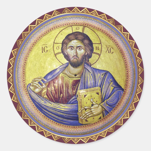 Adesivo Ícone Ortodoxo do Pantocrator cristo (Frente)