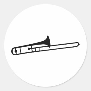 Adesivo ícone preto do instrumento do trombone