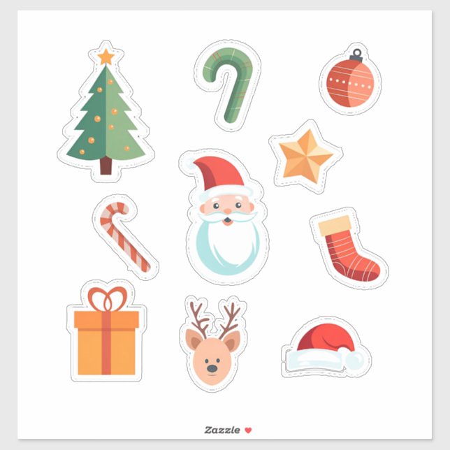 Adesivo Ícones Coloridos de Natal (Folha)
