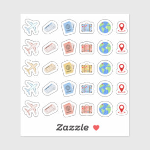 Adesivo Ícones de Aventura de Viagem de Férias de Avião Bu