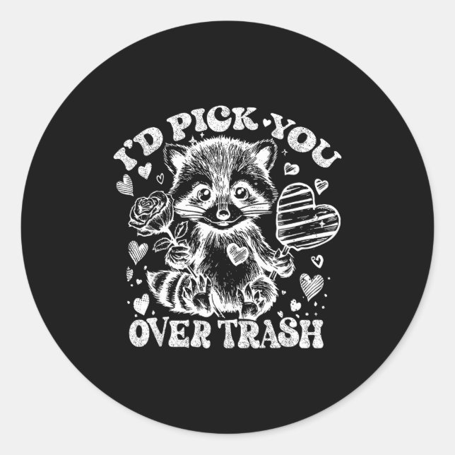 Adesivo I'd Ck You Over Trash Funny Raccoon Retro Valentin (Frente)