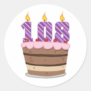 Adesivo Idade 108 no bolo de aniversário