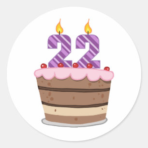 Adesivo Idade 22 no bolo de aniversário