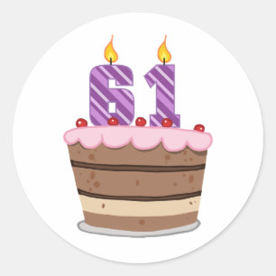 Adesivo Idade 61 no bolo de aniversário