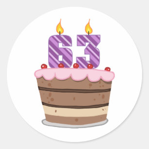Adesivo Idade 63 no bolo de aniversário