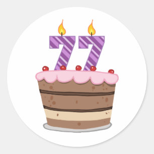 Adesivo Idade 77 no bolo de aniversário