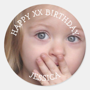 Adesivo Idade personalizada e foto do feliz aniversario