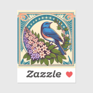 Adesivo Idaho Mountain Bluebird e Syringa Flores