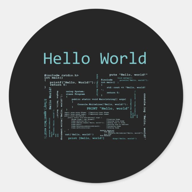 Adesivo Idiomas de programação de computador mundial (Frente)