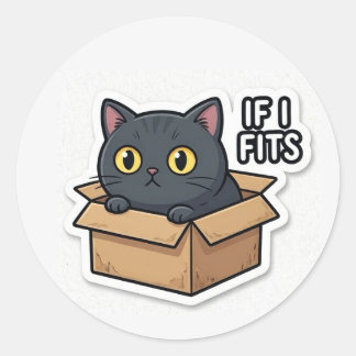 Adesivo If I Fits I Sits Cat Sticker Funny Meme Cute Cat  