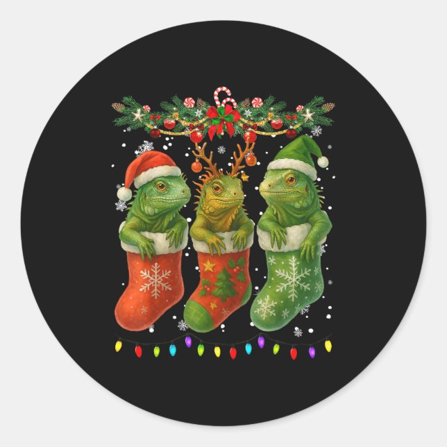 Adesivo Iguanas In Christmas Socks Lights Iguanas Xmas  (Frente)