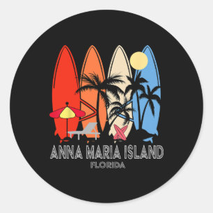 Adesivo Ilha Anna Maria Praia Flórida Retro Surfboard Vi