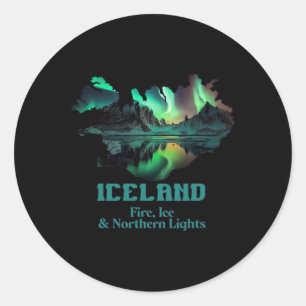 Adesivo Ilha Aurora Boreal Nature Fogo Gelo Acampamento Hi