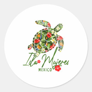 Adesivo Ilha das Mulheres México Tartaruga Marinha Hibisco