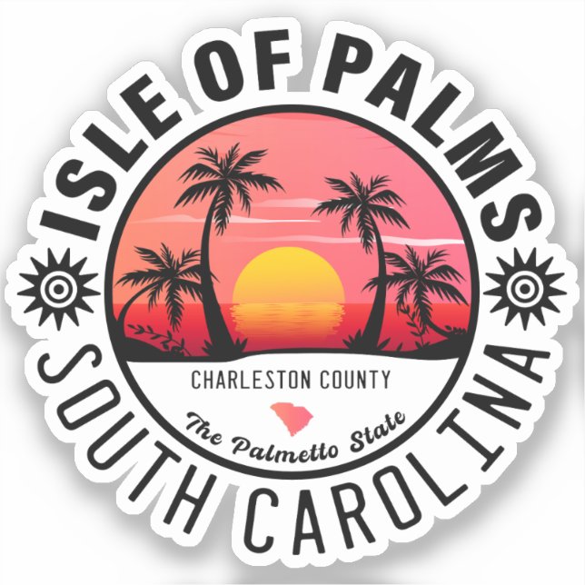 Adesivo Ilha das Palmas SC Retro Sunset Souvenirs 60s (Frente)