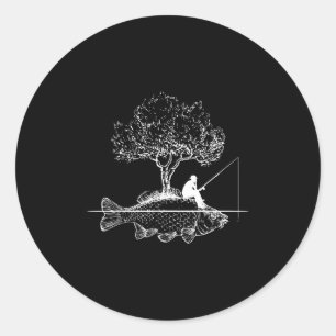 Adesivo Ilha de Peixes de Pesca Carpa Surrealista Pescador
