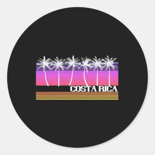 Adesivo Ilha de Praia ao Estilo Retro de Costa Rica Pôr do