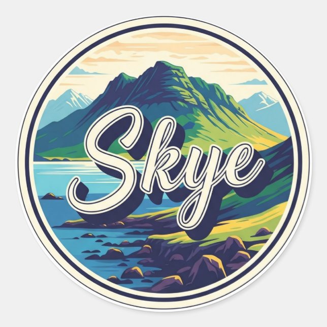 Adesivo Ilha de Skye Herbrides Escócia Viagem (Frente)