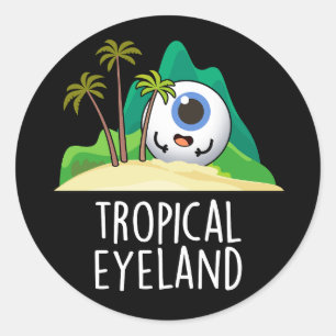 Adesivo Ilha Funny Tropical Olho-Terra Engraçado Pun Dark 