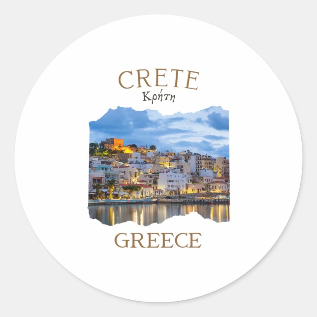 Adesivo Ilha Grega Creta Grécia com destaque para a cidade (Frente)
