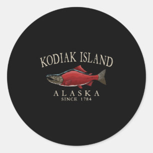 Adesivo Ilha Kodiak Alasca Salmão Desde 1784 Marfim Branco