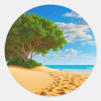 Adesivo Ilha Tropical Deserta Praia Arenosa