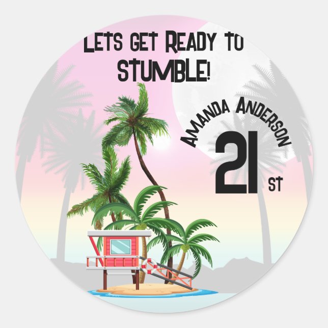 Adesivo Ilha Tropical Palm Tree Sunset (Frente)