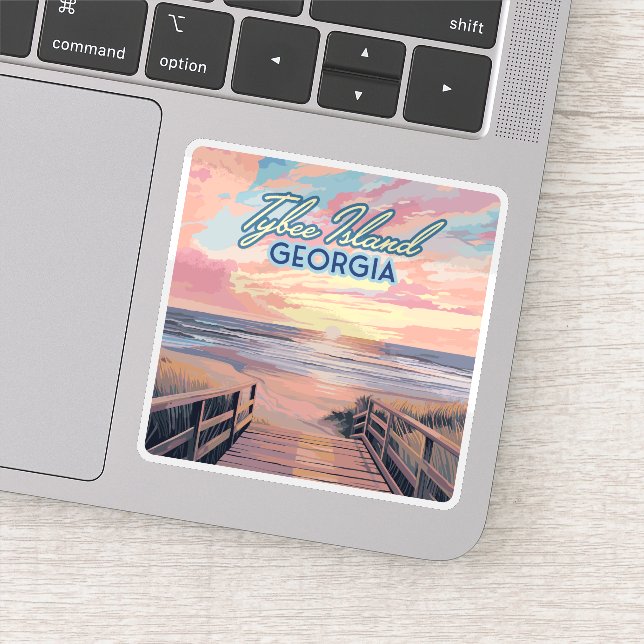 Adesivo Ilha Tybee Georgia Sunrise Beach Savannah (Detalhe)