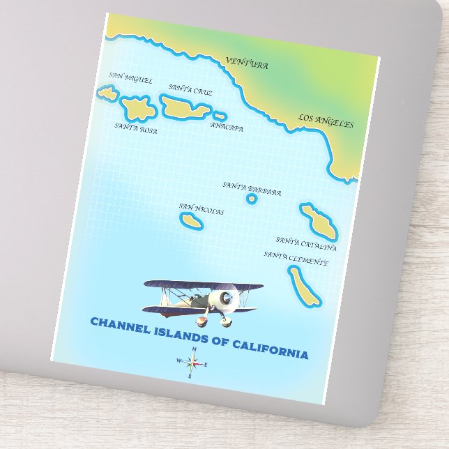 Adesivo Ilhas do Canal da Califórnia mapa (Detalhe)