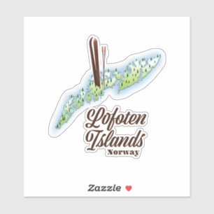 Adesivo Ilhas Lofoten, poster de esqui na Noruega.