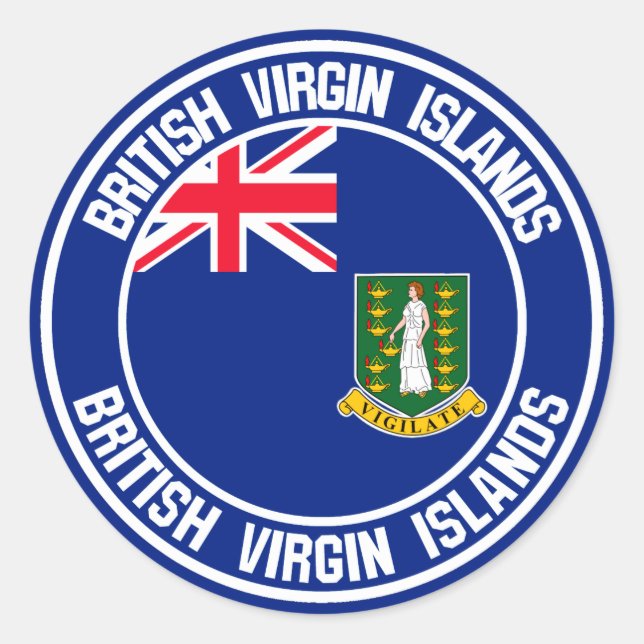 Adesivo Ilhas Virgens Britânicas Round Emblem (Frente)