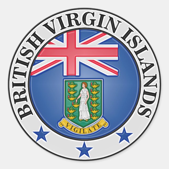 Adesivo Ilhas Virgens Britânicas Round Emblem (Frente)