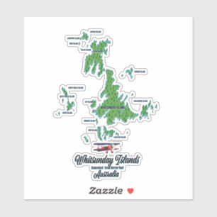 Adesivo Ilhas Whitsunday Austrália mapa poster