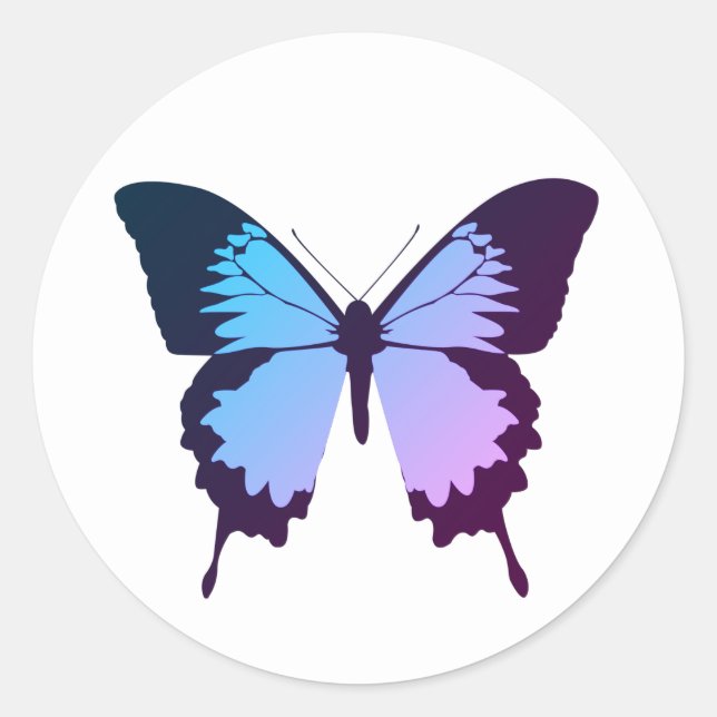 Adesivo illusima Gradiente de Borboleta Azul Roxo Branco (Frente)