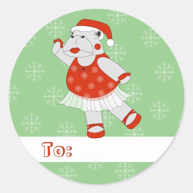 Adesivo illusima Hipopótamo de Ballet Natal Flocos de Neve (Frente)
