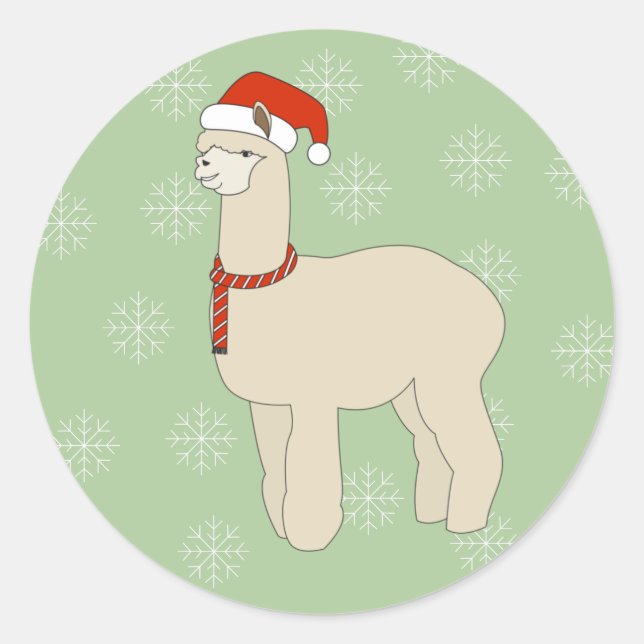 Adesivo illusima Llama Chapéu de Natal Flocos de Neve Verd (Frente)