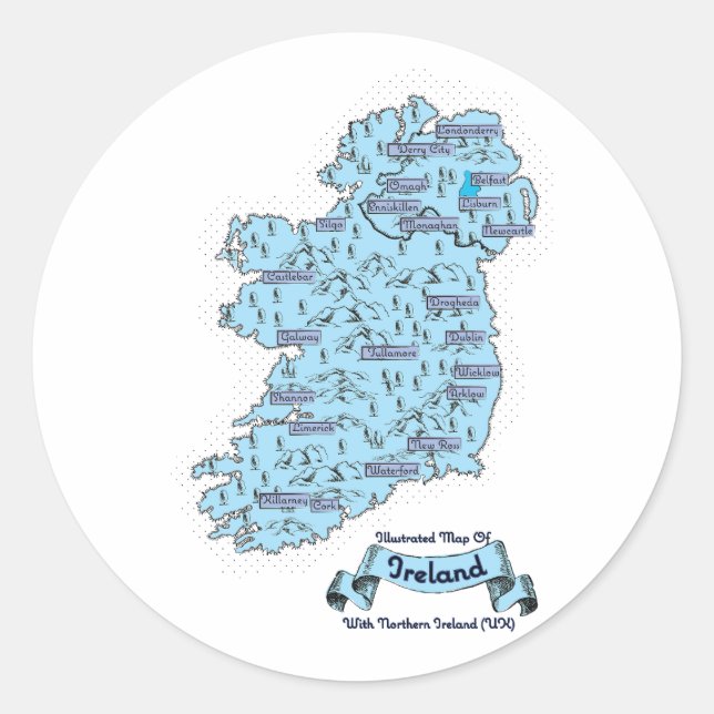 Adesivo Illustrated Travel map of Ireland (Frente)