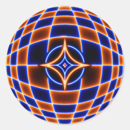 Adesivo Ilusão Óptica Estrela Vórtice Neon – Laranja Azul 