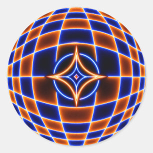 Adesivo Ilusão Óptica Estrela Vórtice Neon – Laranja Azul