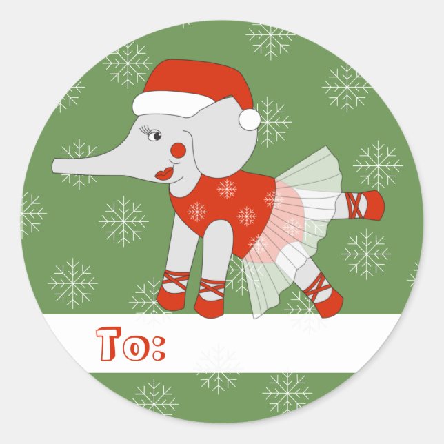 Adesivo ilusima Ballerina Elefante Flocos de Neve de Natal (Frente)