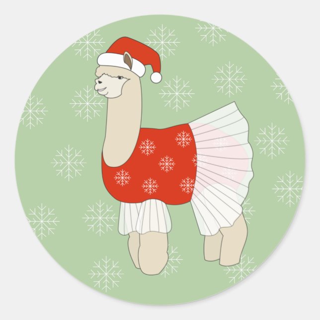 Adesivo ilusima Ballerina Llama Flocos de neve de Natal (Frente)