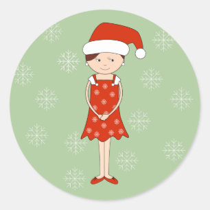 Adesivo Ilusima Natal Hat Girl Flocos de Neve Verde