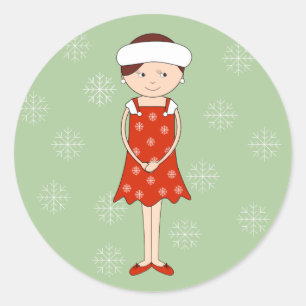 Adesivo Ilusima Natal Winter Girl Flocos de neve verde