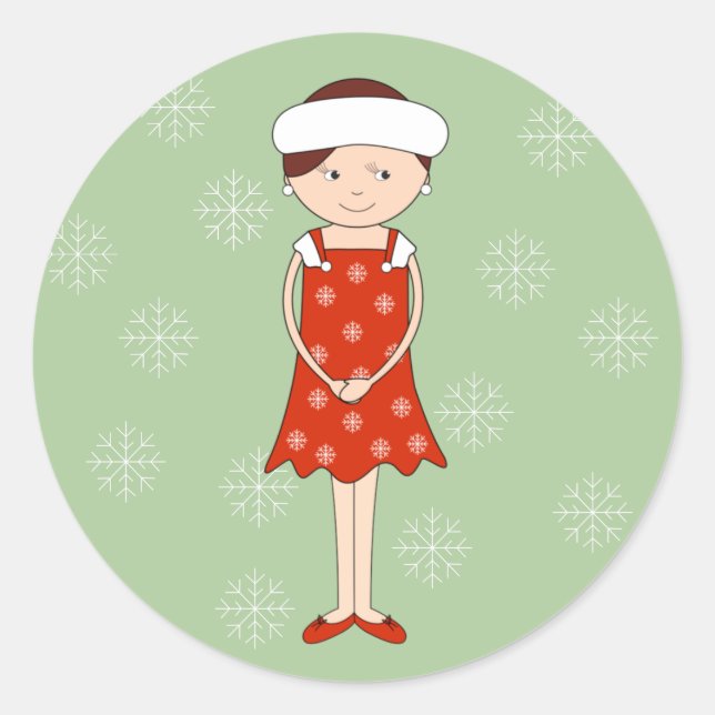 Adesivo Ilusima Natal Winter Girl Flocos de neve verde (Frente)