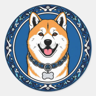 Adesivo Ilustração Adorável de Cachorro de Desenho Animado