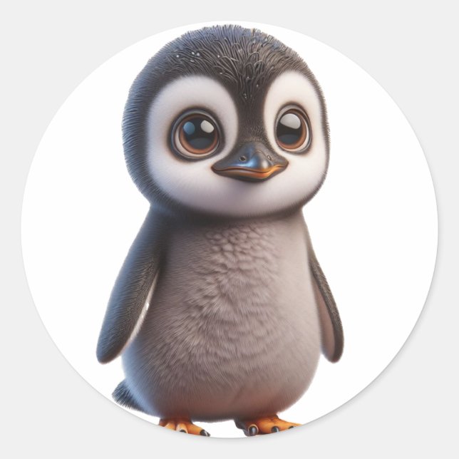 Adesivo Ilustração Adorável de Caráter Penguin - Encantado (Frente)
