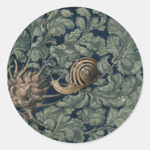 Adesivo Ilustração Antiga de Caracol Botânico Art Nouveau