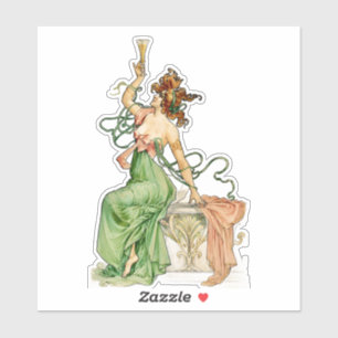 Adesivo Ilustração Art Nouveau Vintage da Senhora do Champ