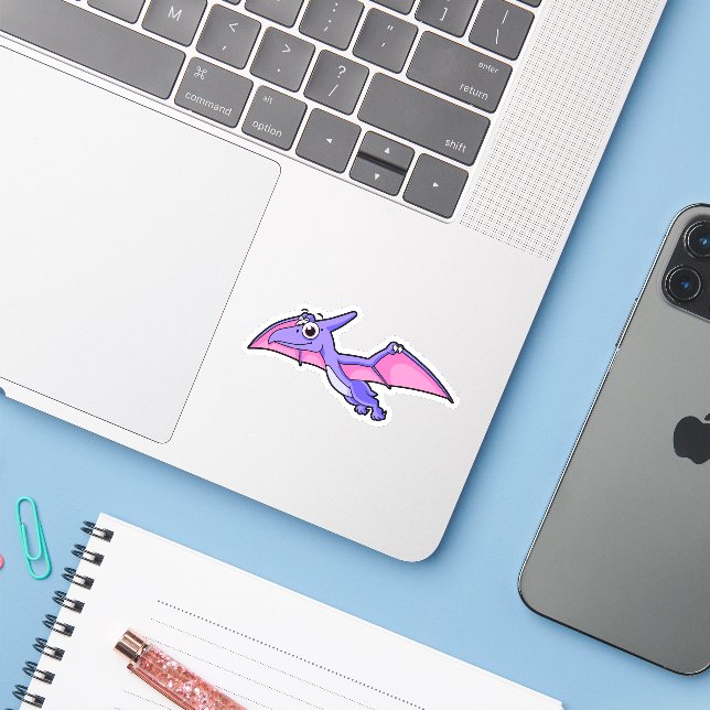 Adesivo Ilustração Bela De Um Pterodactilo Voador. (Notebook com iPhone)